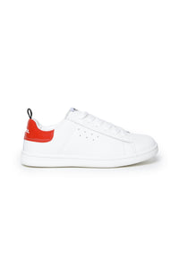 Low Lace sneakers in white leather with contrasting red back