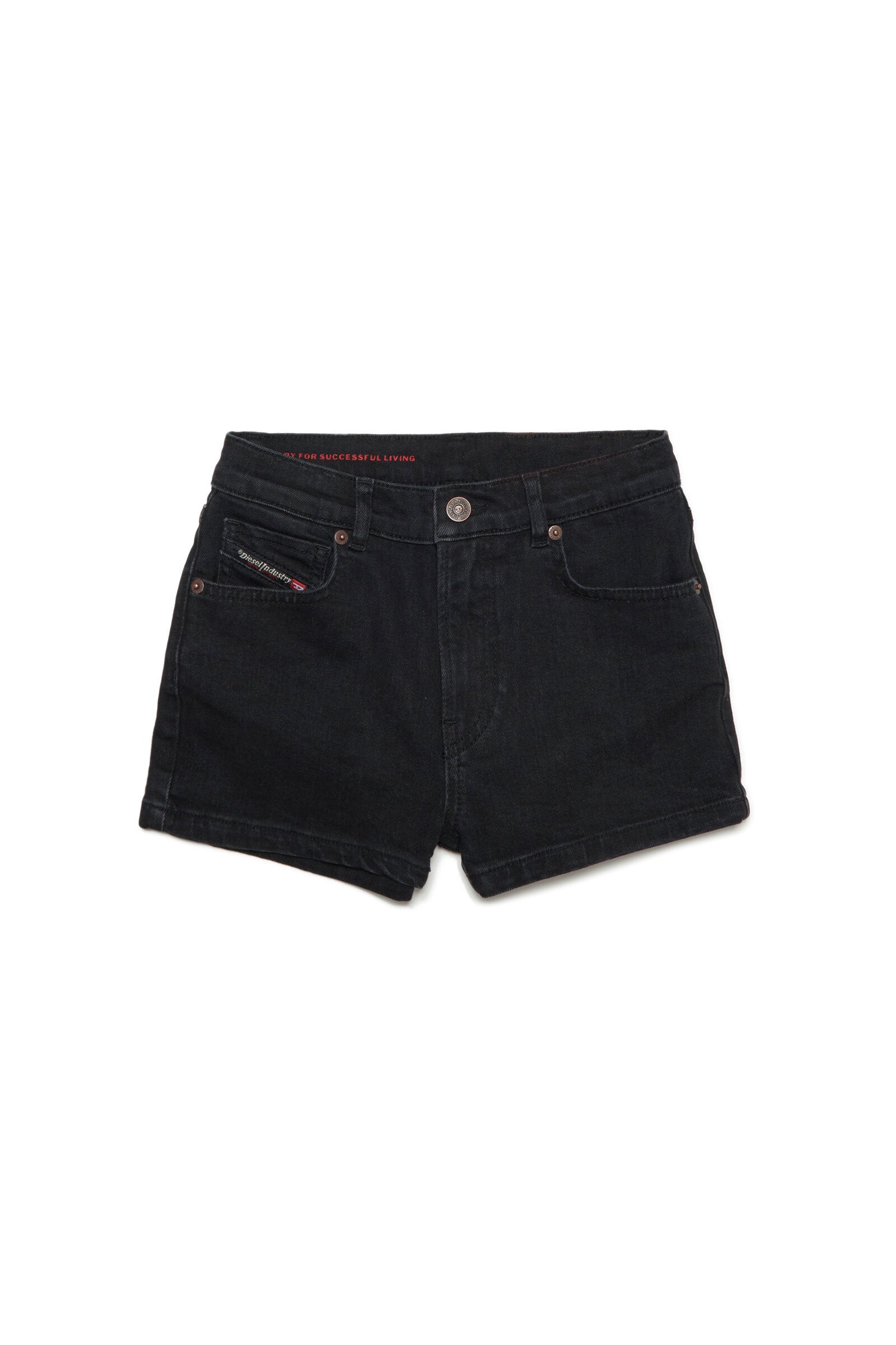Black denim shorts with 5 pockets pattern