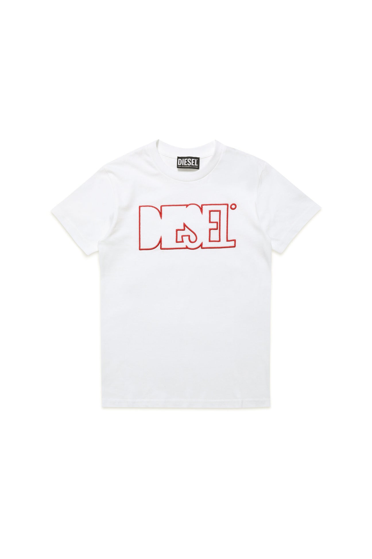 T-shirt bianca con applicazione logo Diesel 