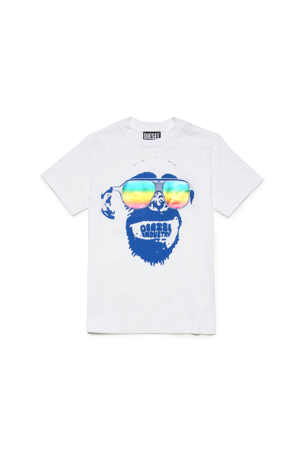 T-shirt bianca con stampa Monkey effetto metallizzato
