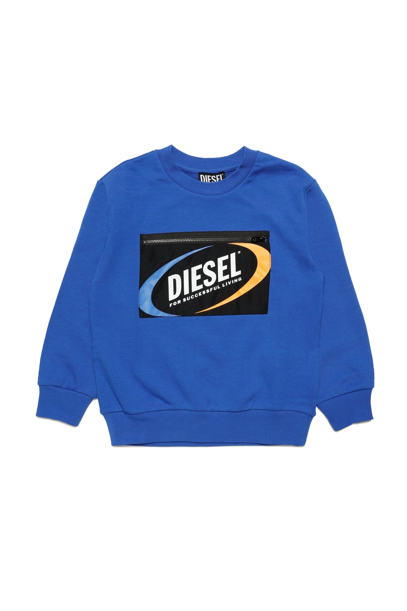 Felpa blu girocollo con logo Diesel 