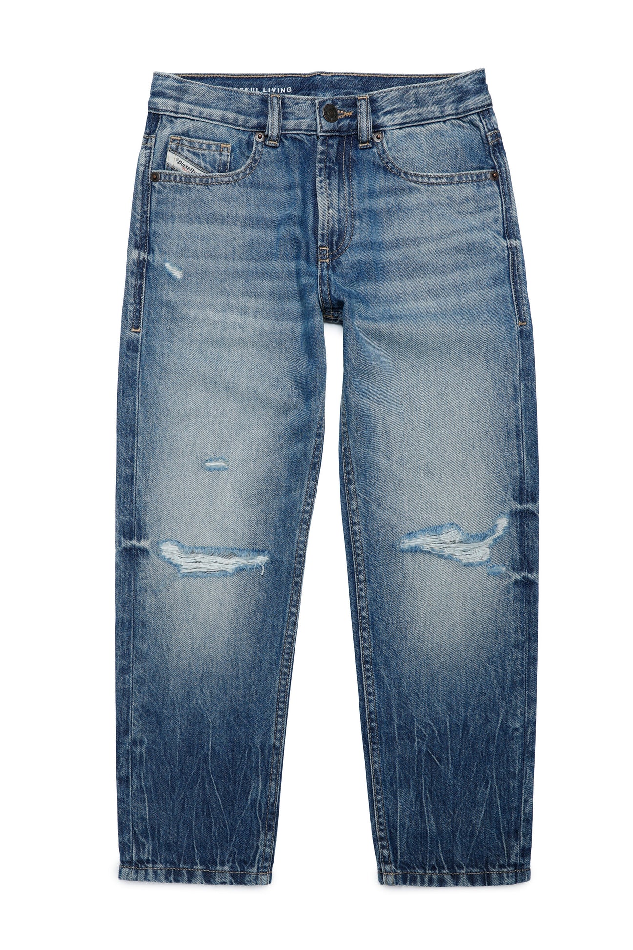 Jeans 2010 straight blu con abrasioni e rotture Jeans 2010 straight blu con abrasioni e rotture
