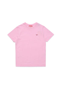 Pastel pink T-shirt in jersey with embroidered D logo
