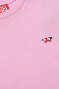Pastel pink T-shirt in jersey with embroidered D logo