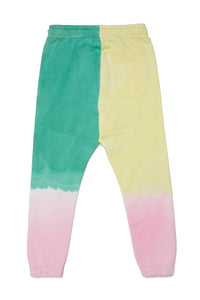 Plush pants with multicolor treatment