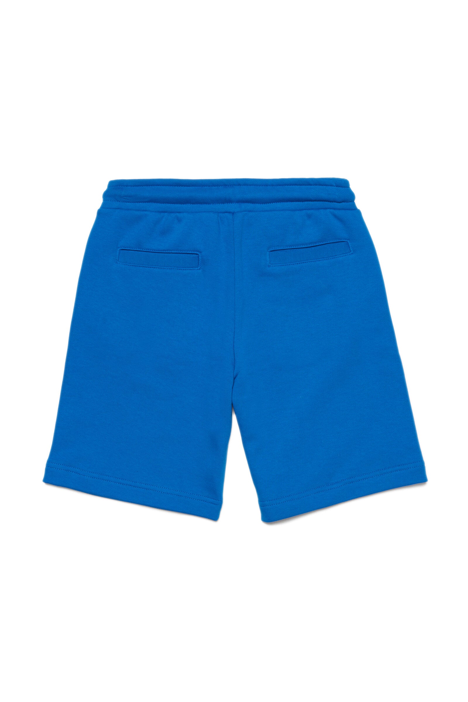 Blue cotton shorts with logo and drawstring waistband