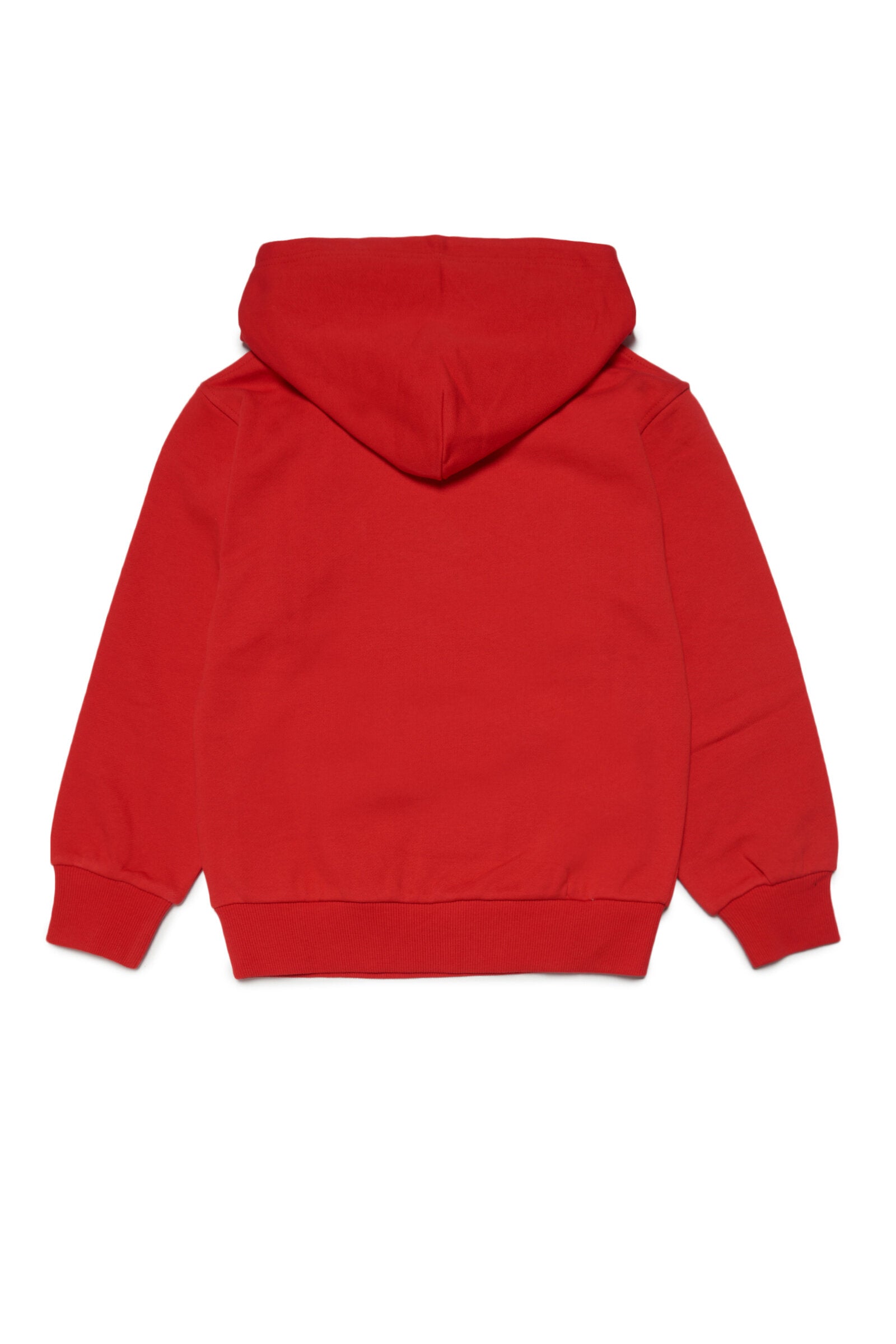 Sudadera roja con capucha y logotipo con efecto acuarela