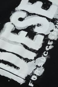 Black hooded sweatshirt with watercolor effect logo