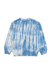 Blue tie dye effect cotton crewneck sweatshirt
