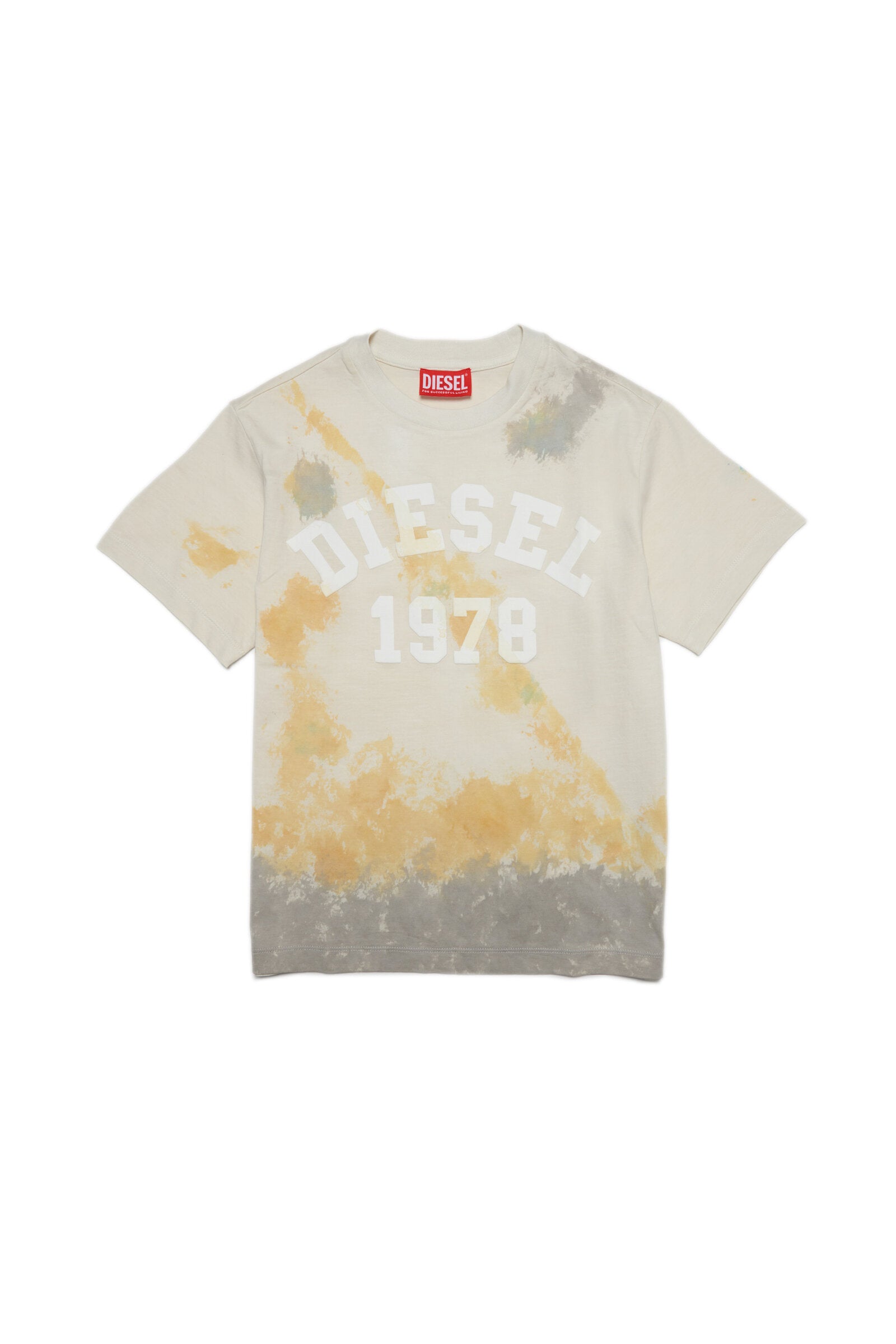 Gray jersey T-shirt with tie dye treatment