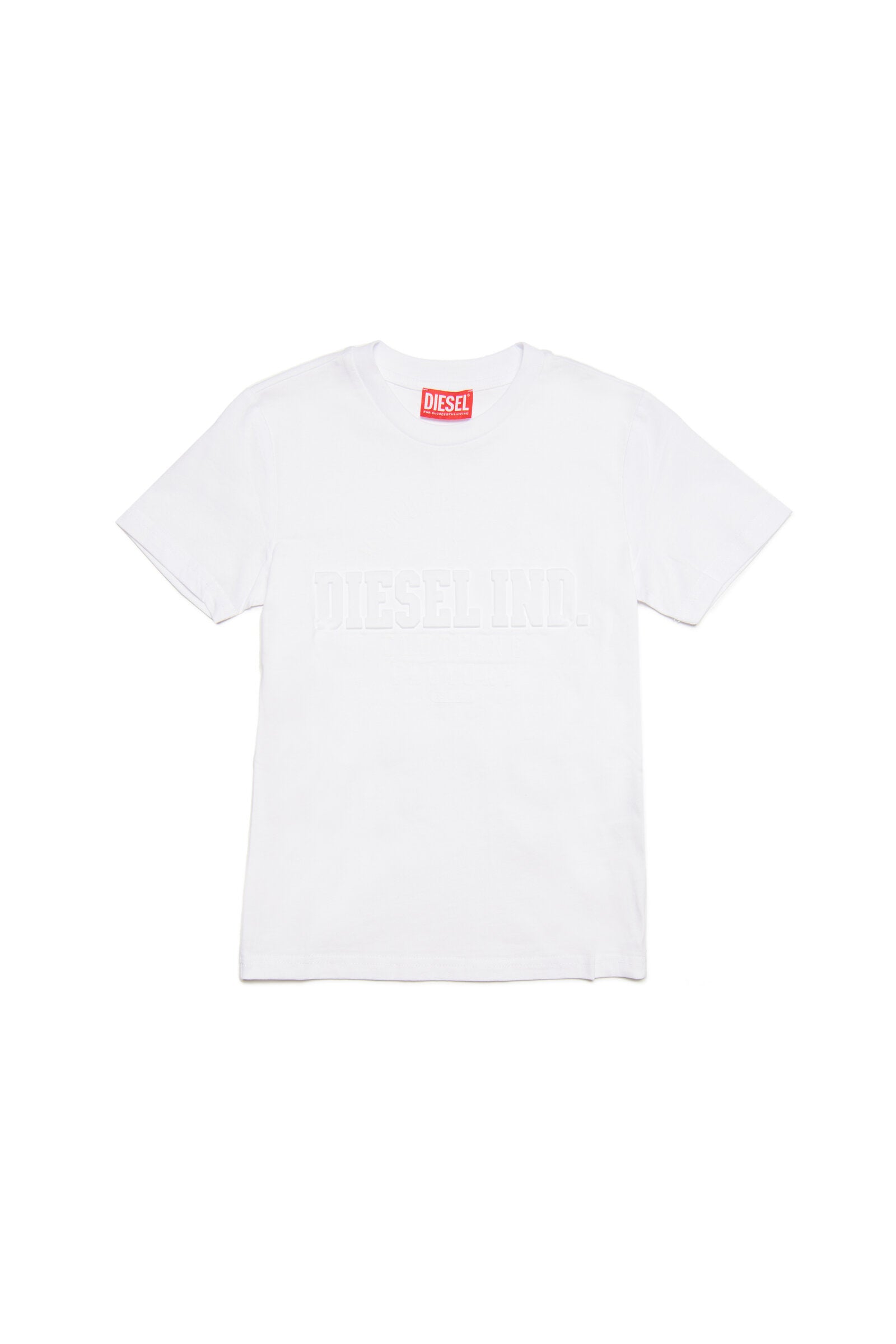 White jersey T-shirt with Diesel Ind. logo.