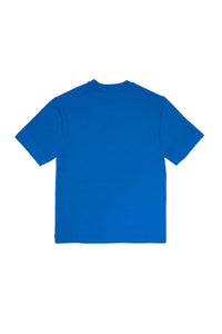 Blue jersey T-shirt with watercolor effect logo