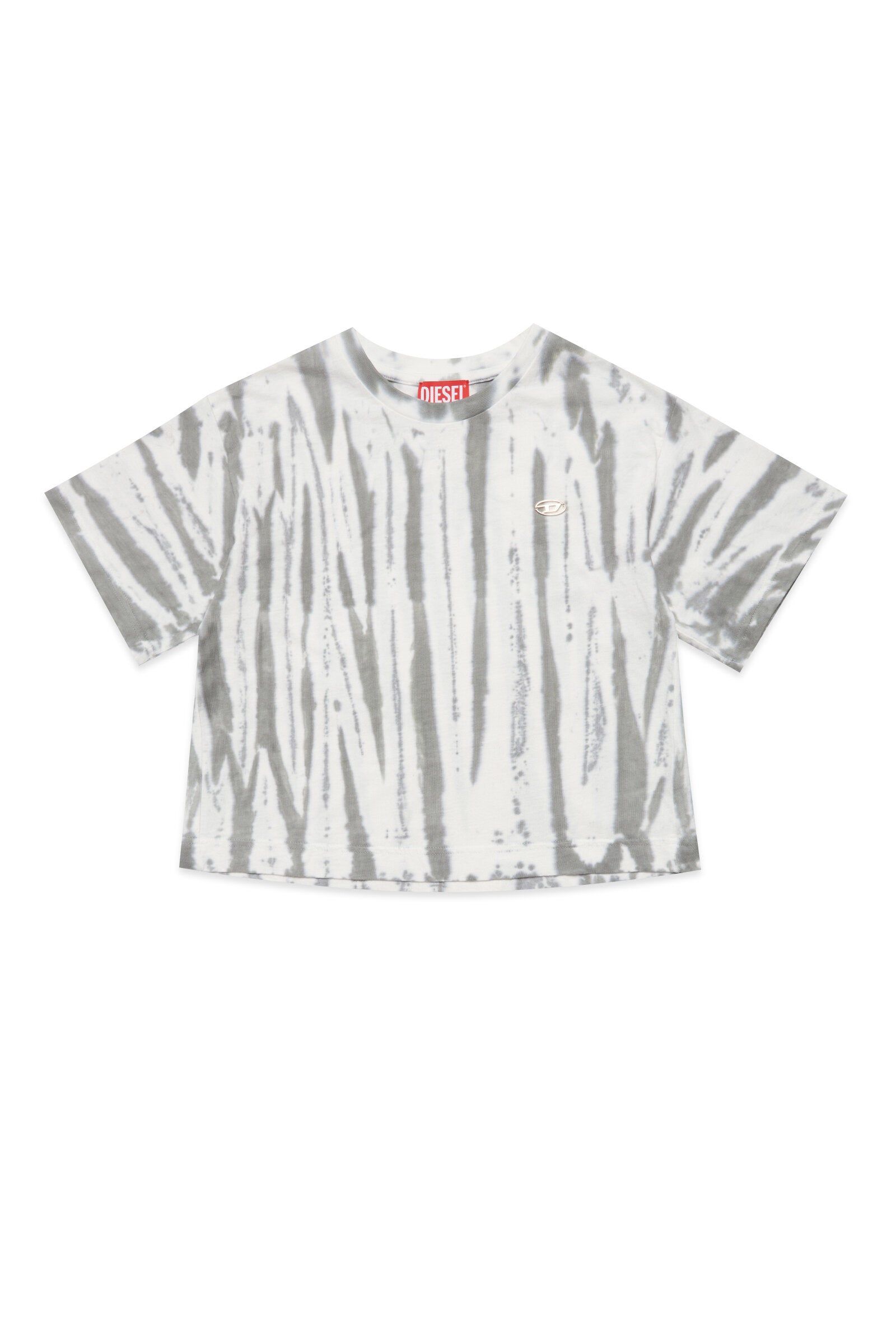 Diesel cropped jersey t-shirt with pastel pink tie dye effect for children