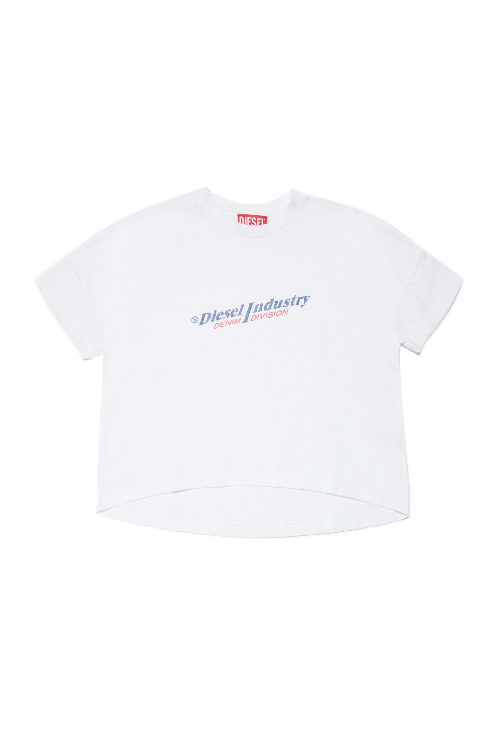 White cropped jersey T-shirt with Diesel Industry logo
