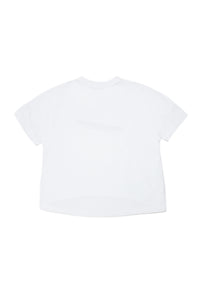 White cropped jersey T-shirt with Diesel Industry logo