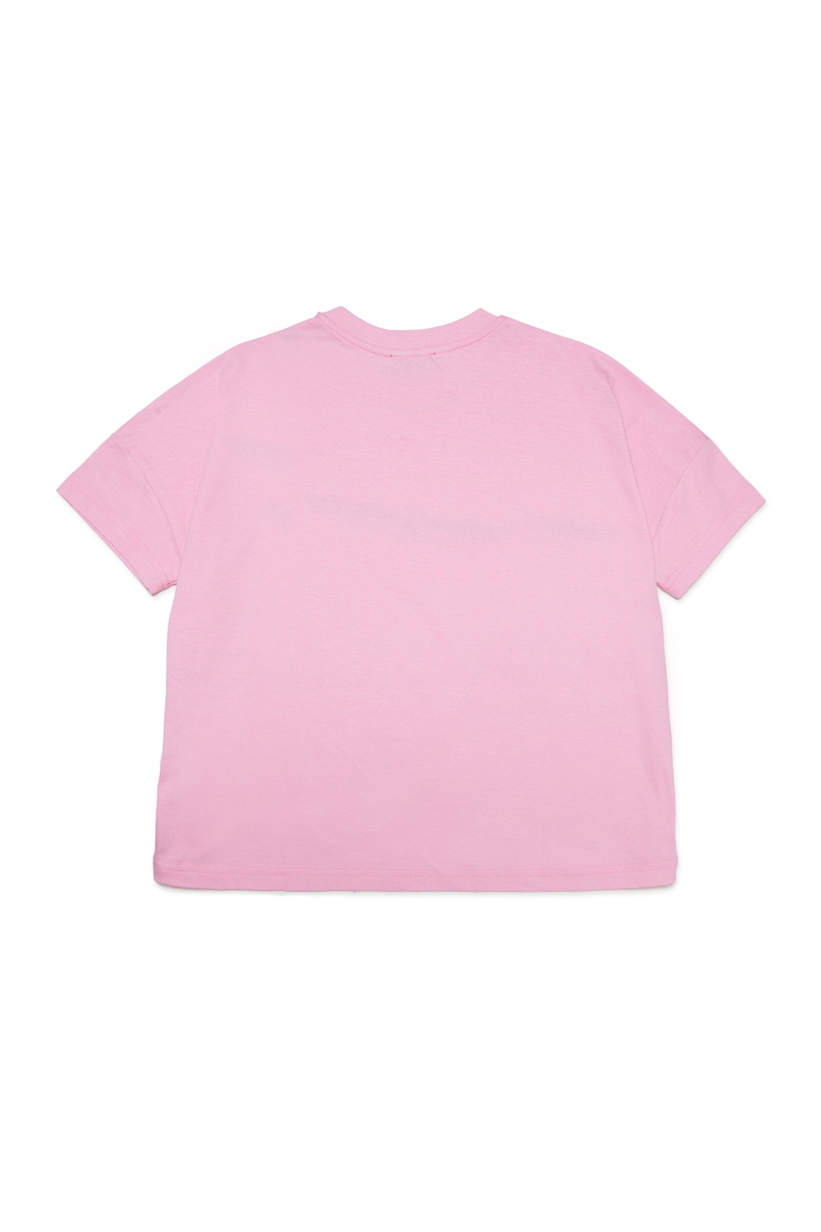 Pastel pink cropped T-shirt in jersey with Diesel Industry logo