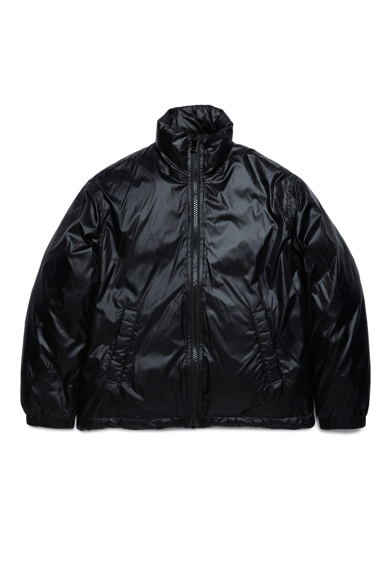 Black fake down jacket with quilted logo Black fake down jacket with quilted logo