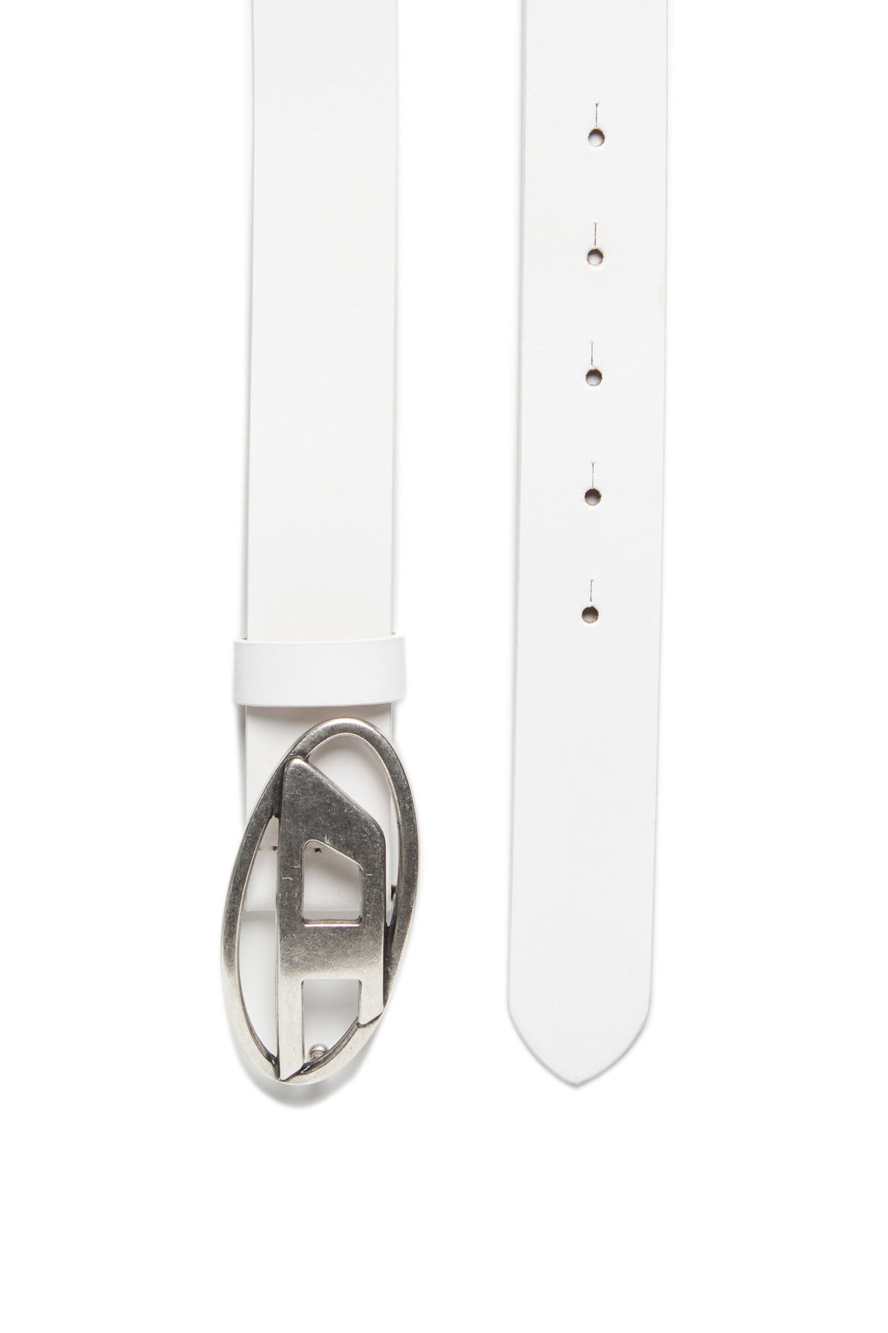 White leather belt with logo White leather belt with logo
