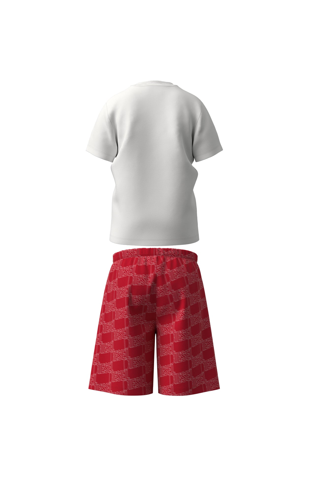 Red and white jersey short pajamas with logo Red and white jersey short pajamas with logo