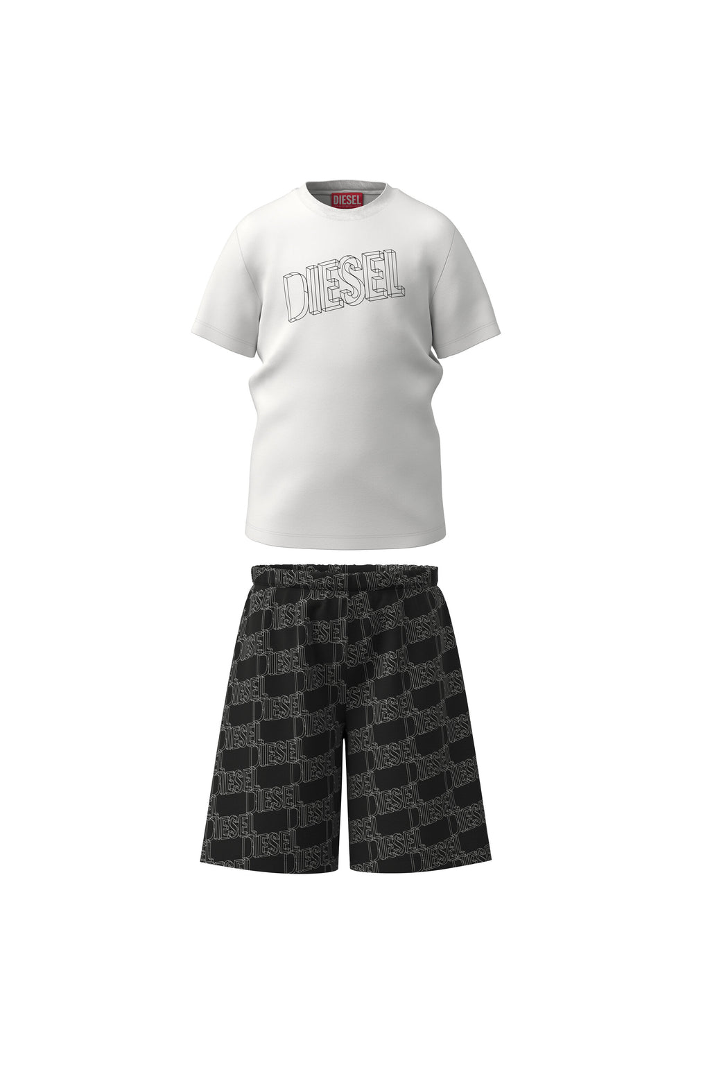 Black and white jersey short pajamas with logo