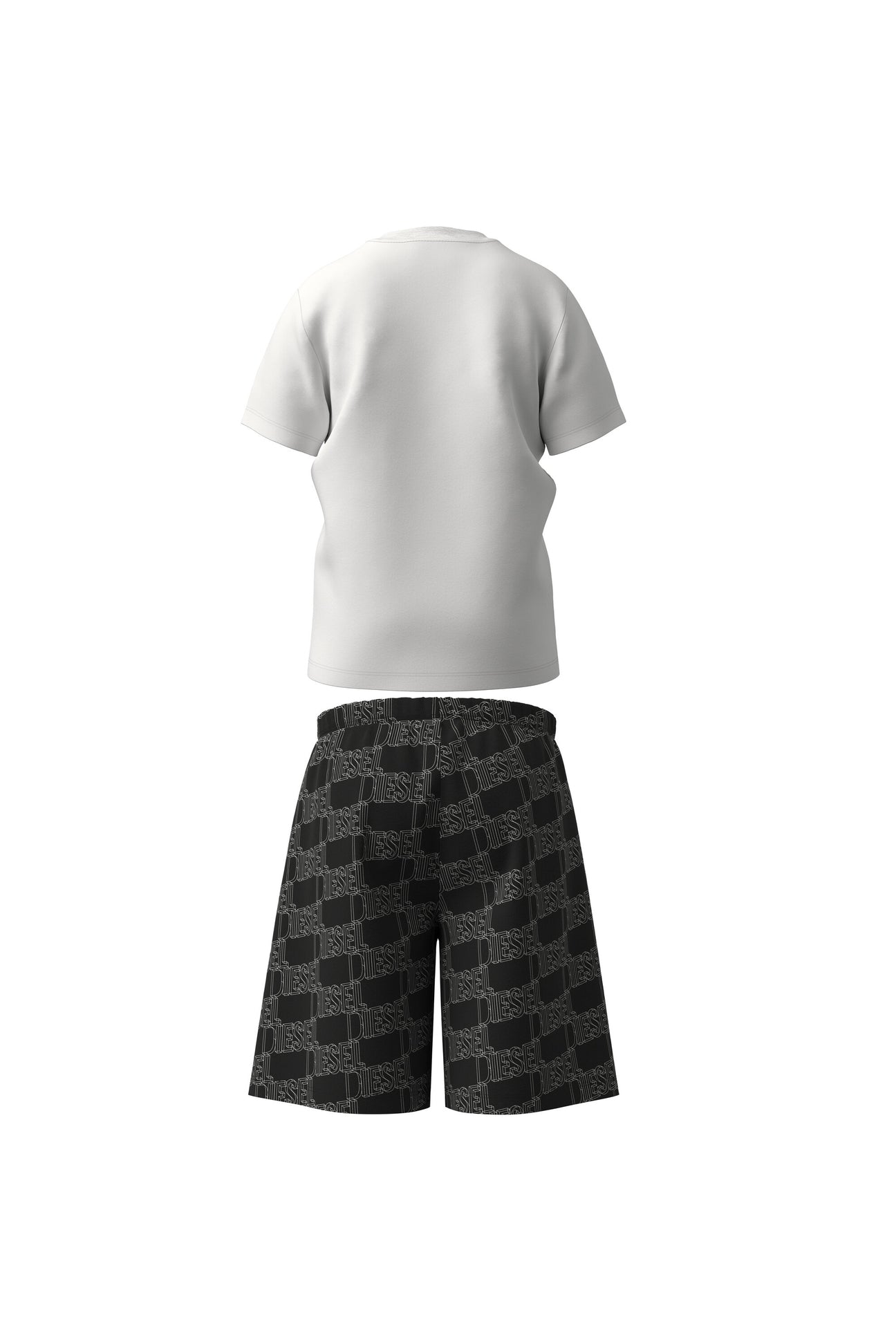 Black and white jersey short pajamas with logo Black and white jersey short pajamas with logo