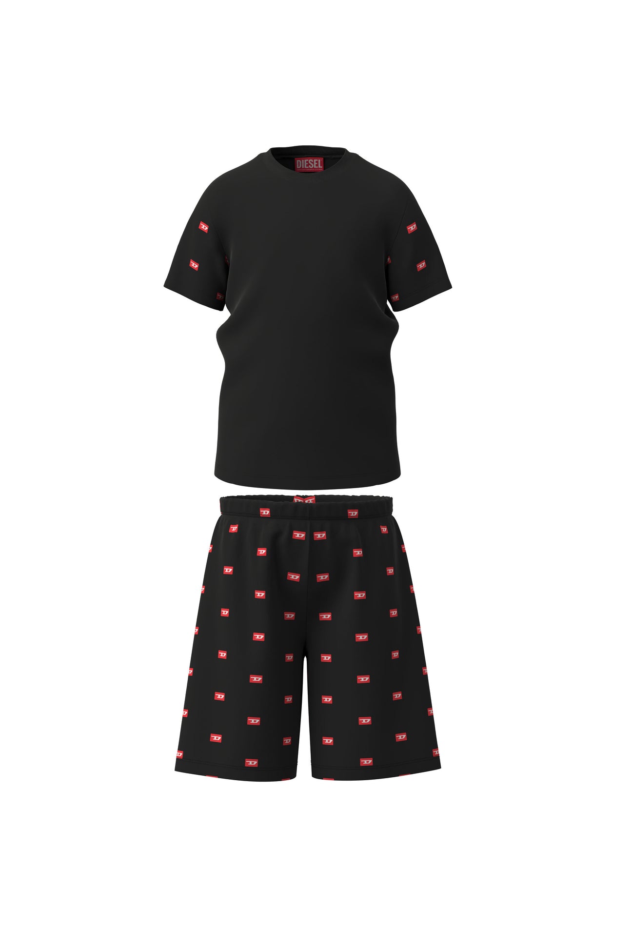 Black jersey short pajamas with logo 