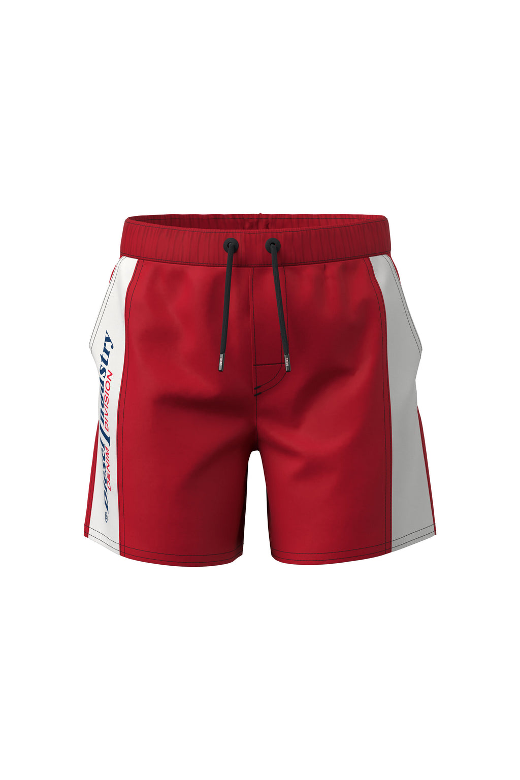 Red boxer shorts with logo and drawstring waistband