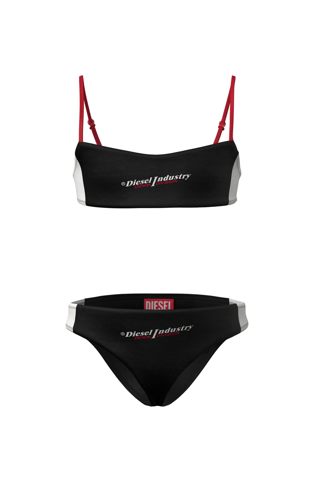 Black lycra bikini swimsuit with logo