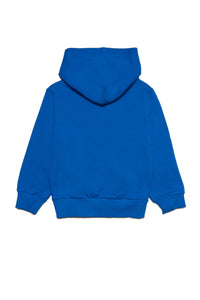 Blue hooded sweatshirt with "Diesel industry, Denim Division" logo