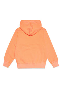 Fluo orange cotton sweatshirt with hoodie