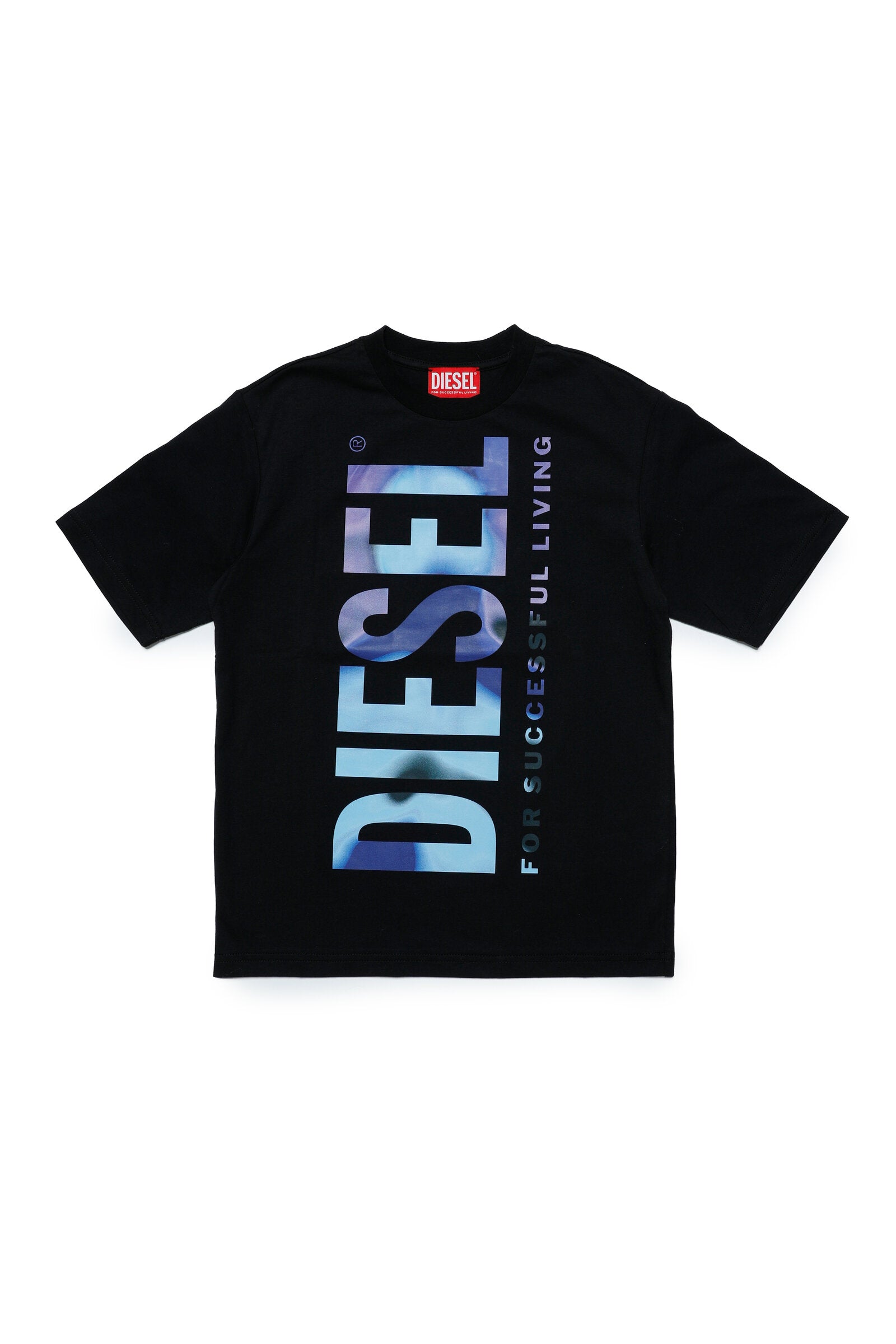 Crew-neck jersey t-shirt with multicolored graphics
