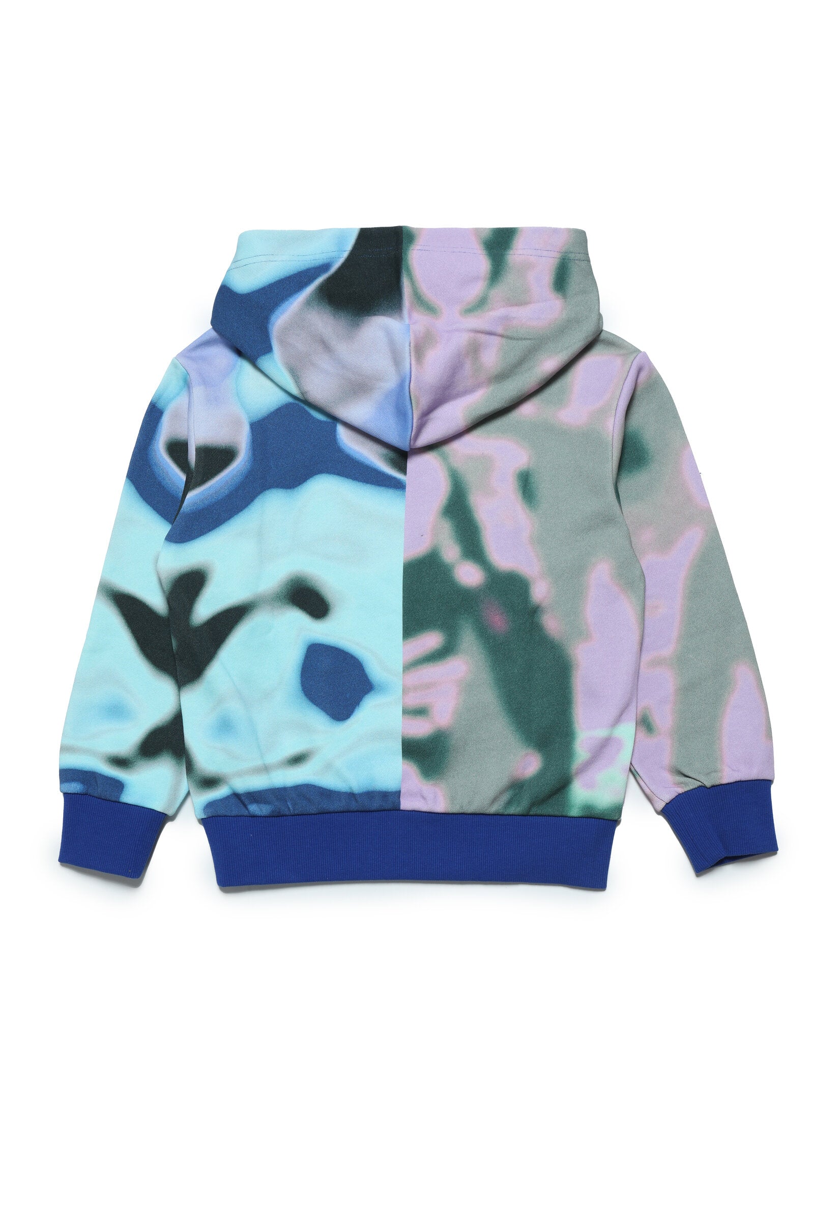 Multicolored allover hooded cotton sweatshirt with abstract print