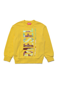 Cotton crew-neck sweatshirt with multicolored graphics