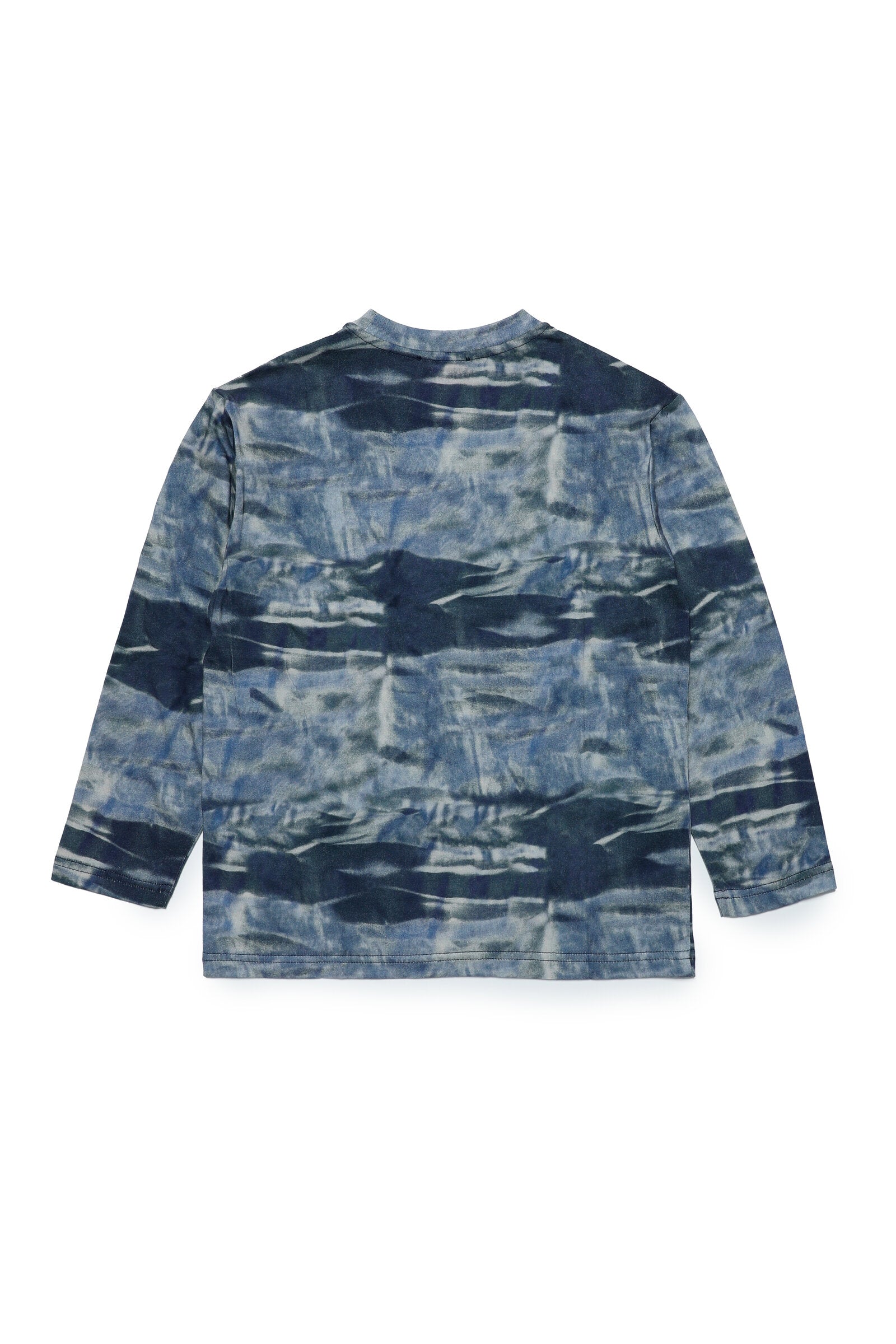 Jersey T-shirt with allover camouflage pattern and lettering