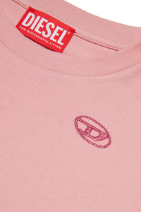 Jersey knit dress with chiffon and Oval D logo