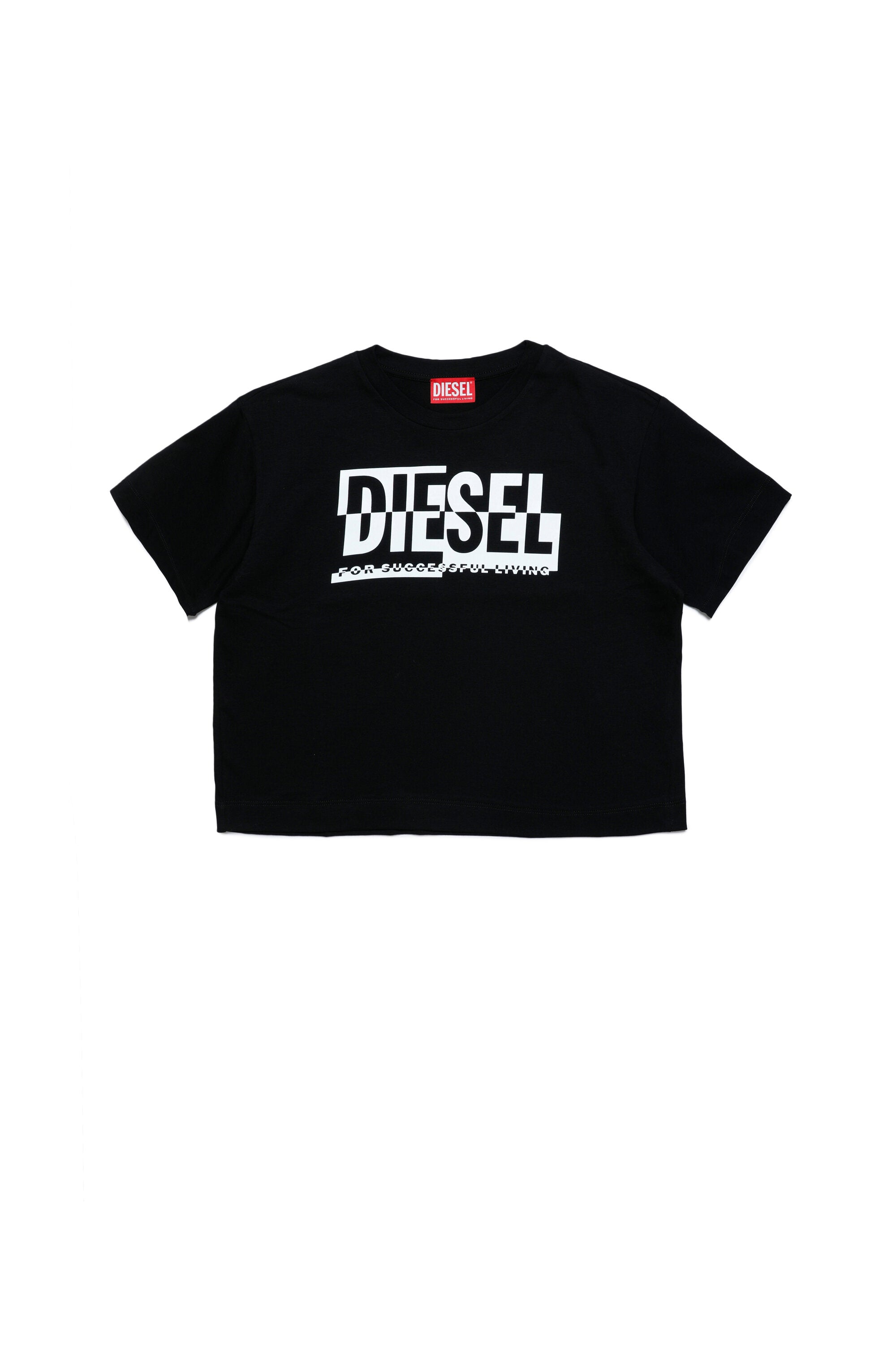 Oversize crew-neck jersey T-shirt with sectioned logo