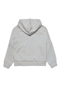 Hooded cotton sweatshirt with sectioned logo