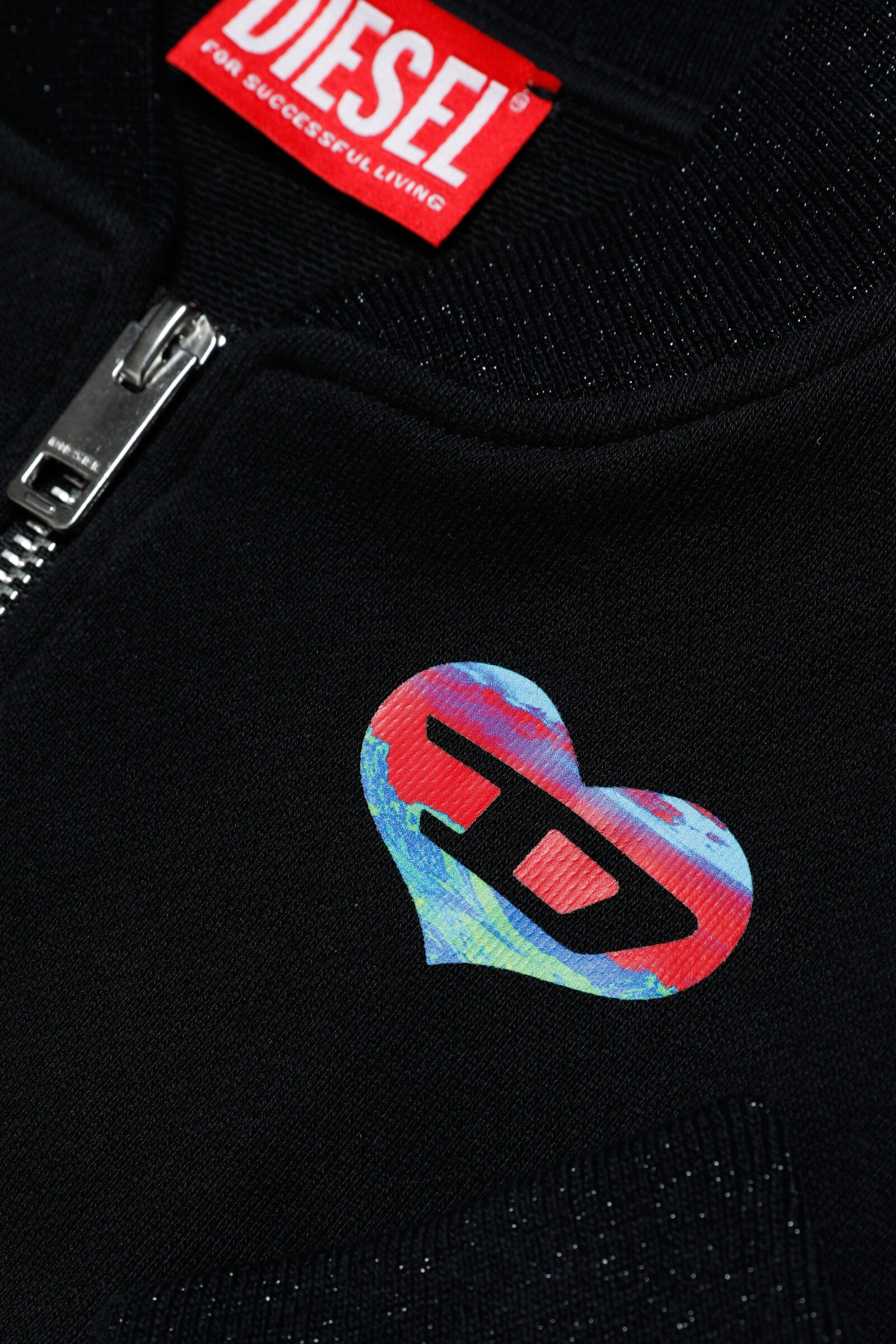 Cotton sweatshirt with zip and thermoscanner graphic heart