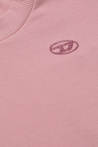 Crew-neck sweatshirt with viscose chiffon and Oval D logo