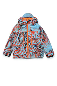 Hooded ski jacket with optical allover pattern