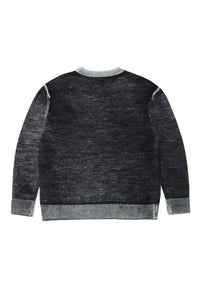 Merino wool sweater with logo and delavé effect