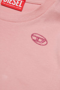 Jersey t-shirt with viscose chiffon with Oval D logo