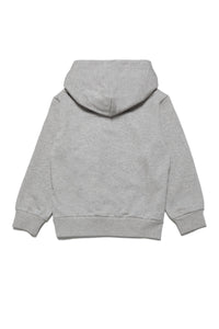 Hooded cotton sweatshirt with sectioned logo
