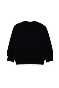 Cotton crew-neck sweatshirt with sectioned logo