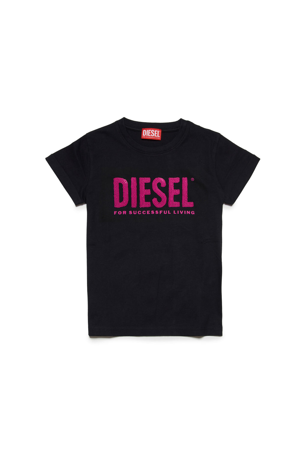 Black t-shirt with sequined Diesel logo