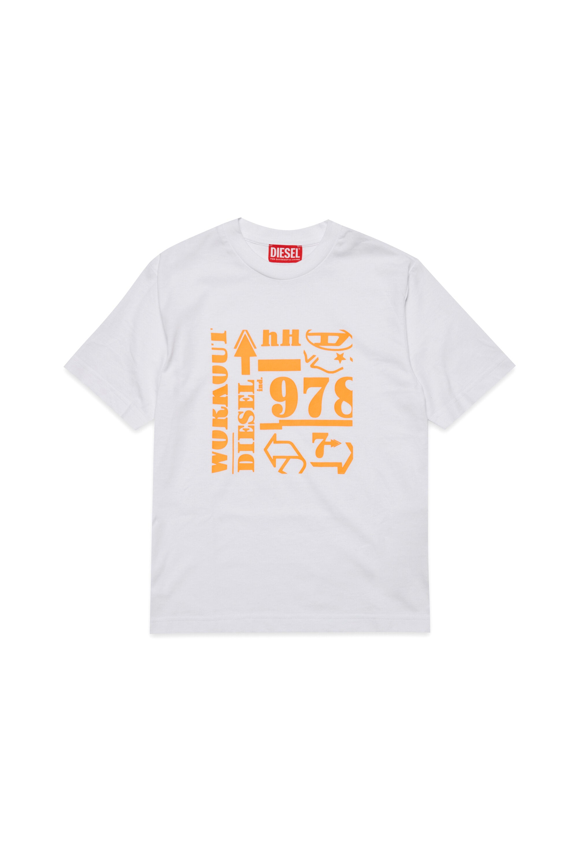 Crew-neck jersey T-shirt with lettering