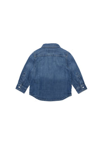 Denim shirt with embroidered logo