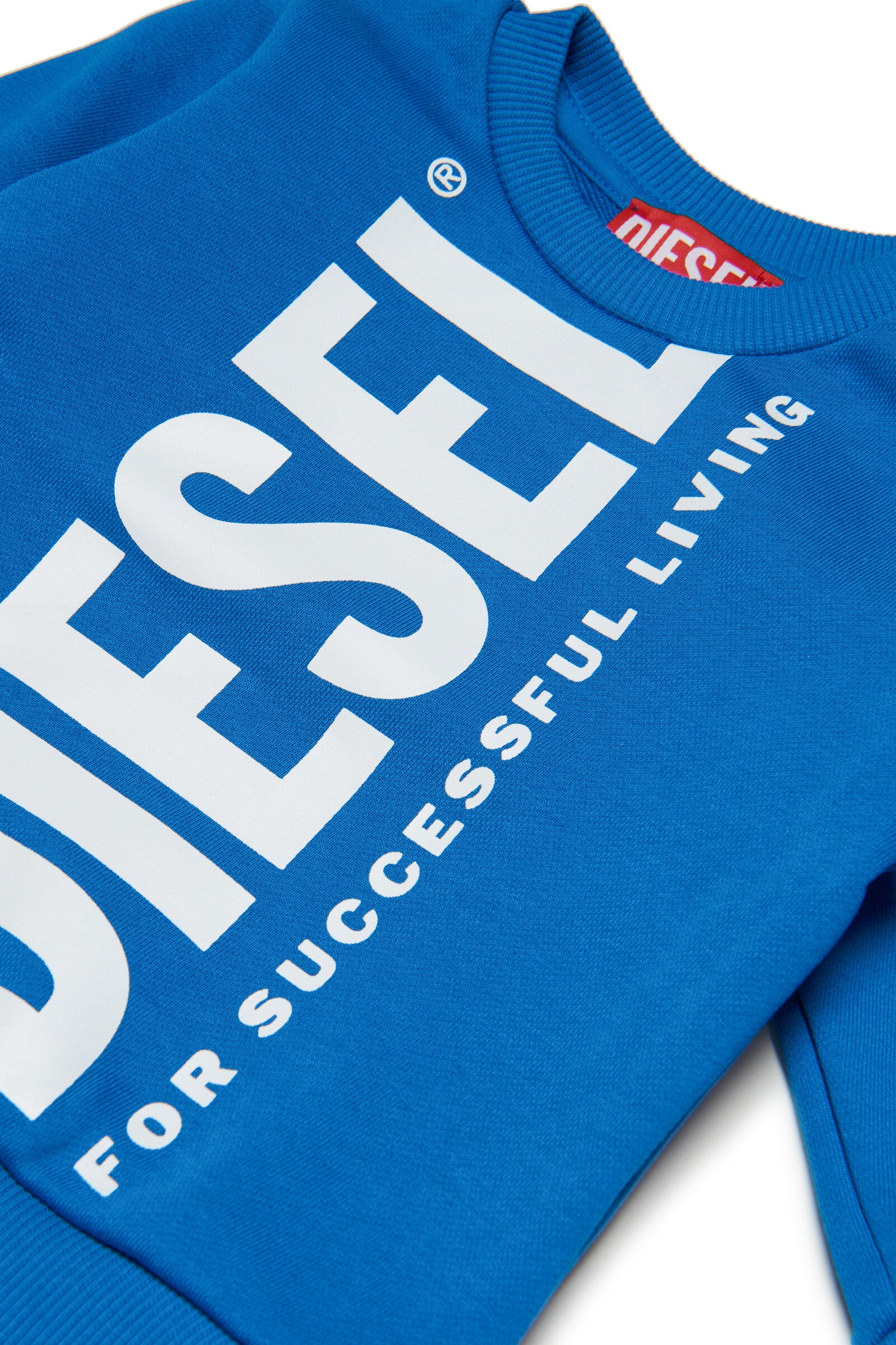 Diesel blue crew-neck cotton sweatshirt with extra-large logo for