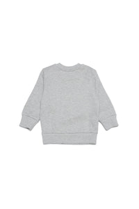 Gray crewneck cotton sweatshirt with logo in "wave" version