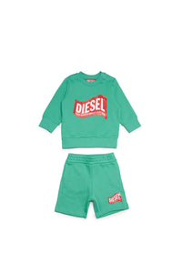 Green jumpsuit with logo in 'wave' version